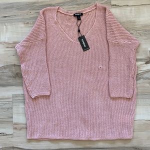 Express Metallic Soft Knit V-Neck Sweater